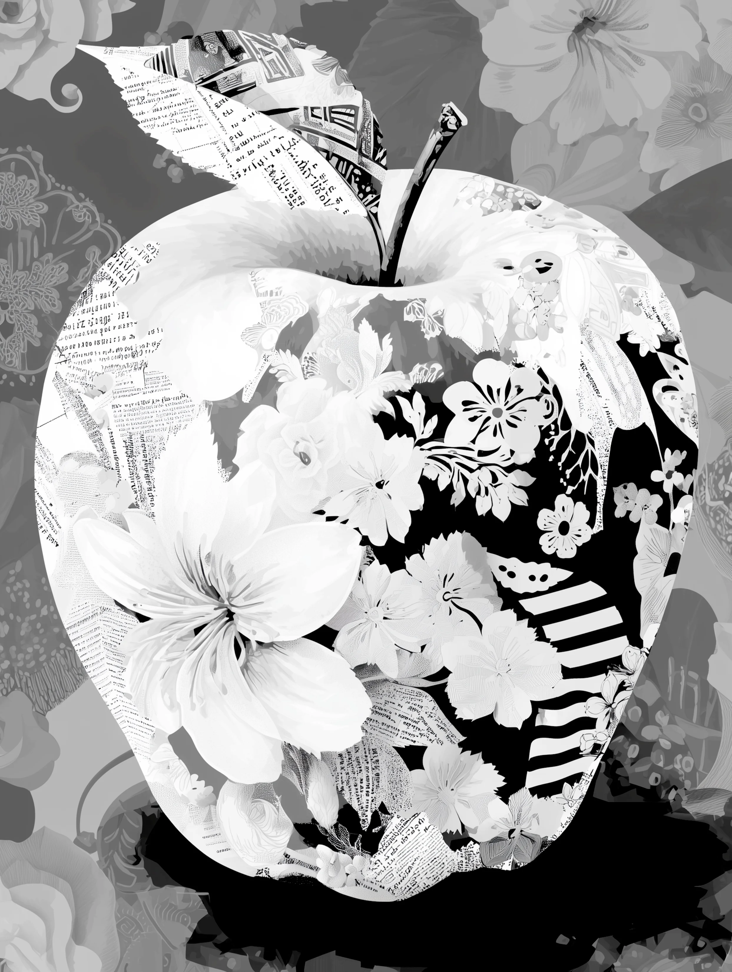 Free printable apple coloring page for adults featuring apple with a bit of black patches